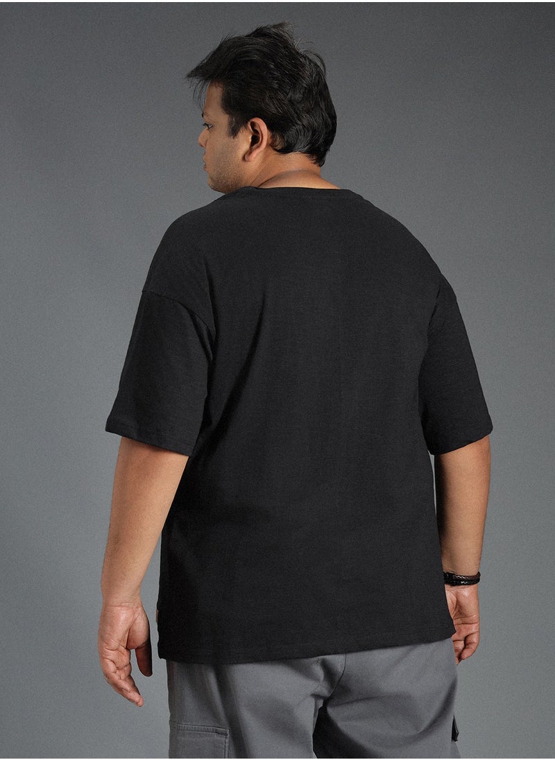 HIGH STAR - Regular Fit Black Graphic Printed Round Neck T-Shirt for Men - Image 1