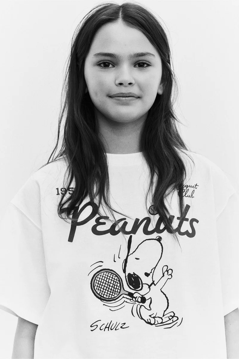 اتش اند ام تي-شيرت قطني مزين بطبعات