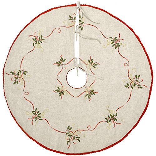 Grelucgo Embroidered 54 Inches Christmas Holiday Large Tree Skirt for 811 Feet Tree Double Thickness - Image 1