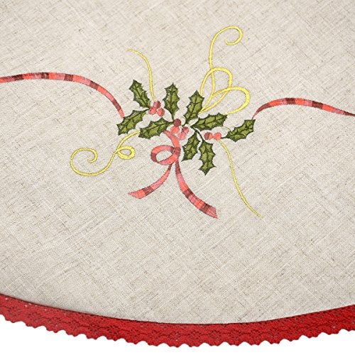 Grelucgo Embroidered 54 Inches Christmas Holiday Large Tree Skirt for 811 Feet Tree Double Thickness - Image 3