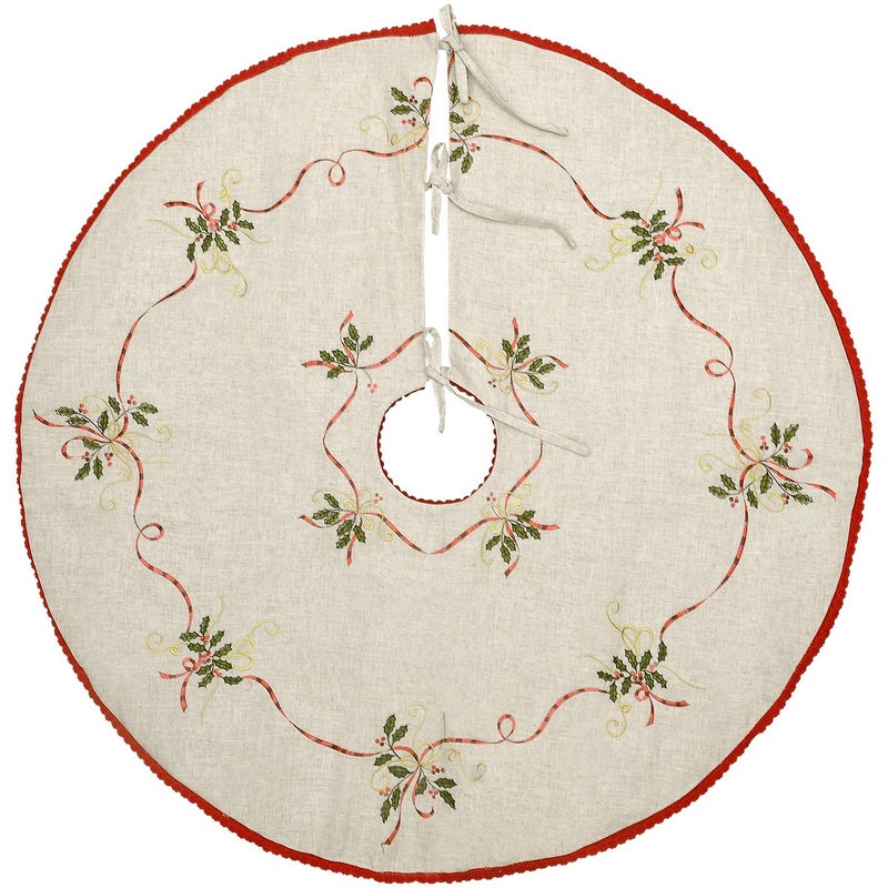 Grelucgo Embroidered 54 Inches Christmas Holiday Large Tree Skirt for 811 Feet Tree Double Thickness - Image 2
