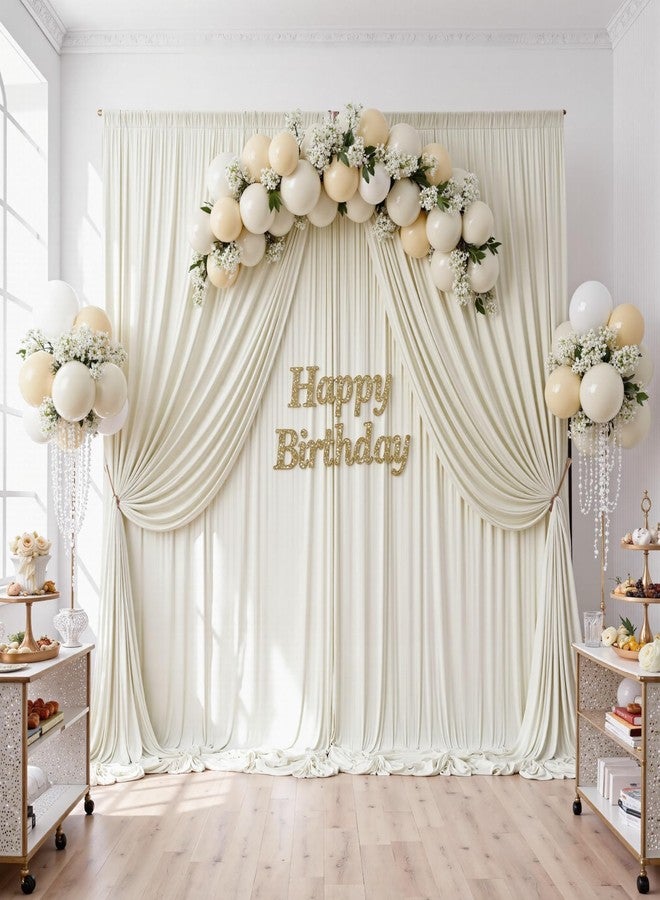 NSSONBEN 20ftx10ft Wrinkle Free Beige Backdrop Curtains for Parties, Silky Polyester Photo Backdrop Drapes 4 Panels 5x10ft Back Drop Cloth for Wedding Birthday Baby Shower Photography Background - Image 1