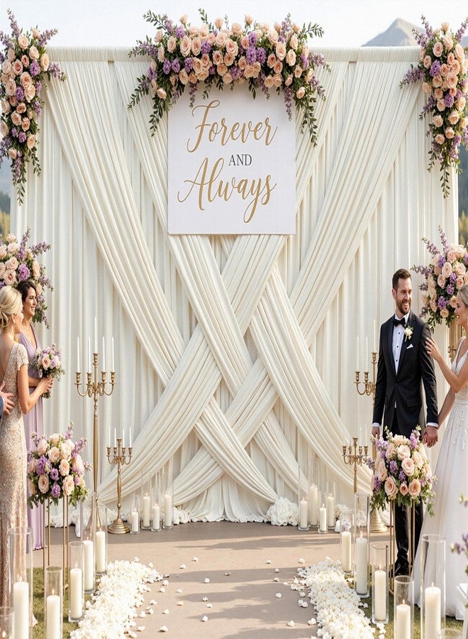 NSSONBEN 20ftx10ft Wrinkle Free Beige Backdrop Curtains for Parties, Silky Polyester Photo Backdrop Drapes 4 Panels 5x10ft Back Drop Cloth for Wedding Birthday Baby Shower Photography Background - Image 5