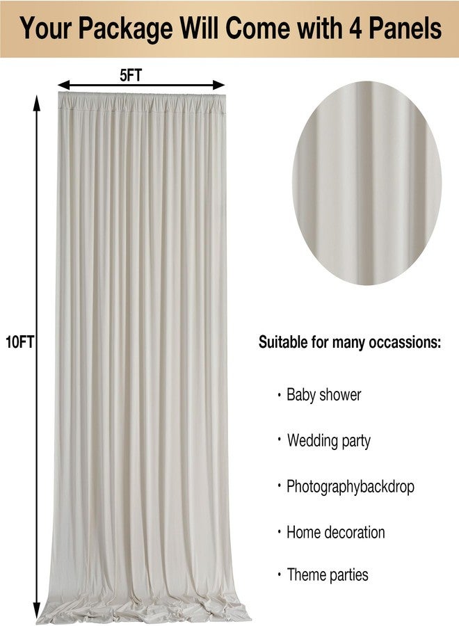 NSSONBEN 20ftx10ft Wrinkle Free Beige Backdrop Curtains for Parties, Silky Polyester Photo Backdrop Drapes 4 Panels 5x10ft Back Drop Cloth for Wedding Birthday Baby Shower Photography Background - Image 3