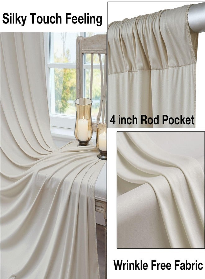 NSSONBEN 20ftx10ft Wrinkle Free Beige Backdrop Curtains for Parties, Silky Polyester Photo Backdrop Drapes 4 Panels 5x10ft Back Drop Cloth for Wedding Birthday Baby Shower Photography Background - Image 2
