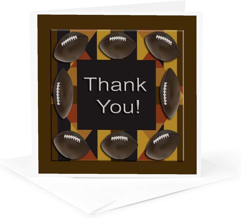 3DROSE Greeting Cards  Footballs Brown Thank you  12 Pack  Sport Design - Image 5