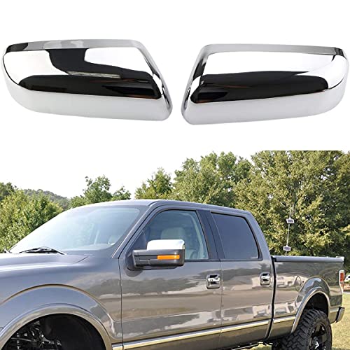AUCERAMIC Chrome Plated Mirror Covers Caps Compatible with 2009-2014 Ford F150 2 Door 4 Door Side View Mirror Back Cover Cap Overlay - Image 1