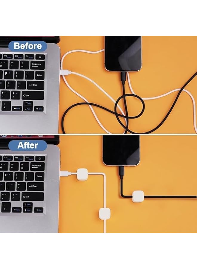 promass 6 Pcs Magnetic Cable Holder,Phone Charging Cable Keeper,Under Desk Cable Clips Management,Magnetic Cord Organize,Cord Holder for Home Office Desk Phone Car Wall,White - Image 4