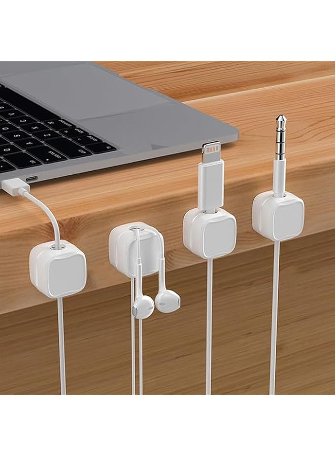 promass 6 Pcs Magnetic Cable Holder,Phone Charging Cable Keeper,Under Desk Cable Clips Management,Magnetic Cord Organize,Cord Holder for Home Office Desk Phone Car Wall,White - Image 5