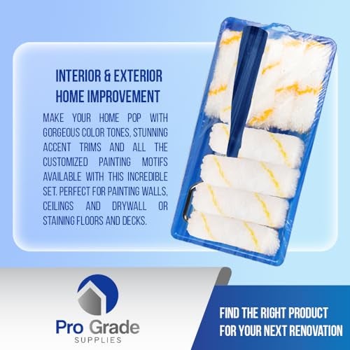 Pro-Grade Pro Grade - Paint Roller Tool Kit - 10 Piece Painting Set - Mini Plastic Paint Tray Set, Mini Roller Frame,Microfiber Roller Covers - Image 4
