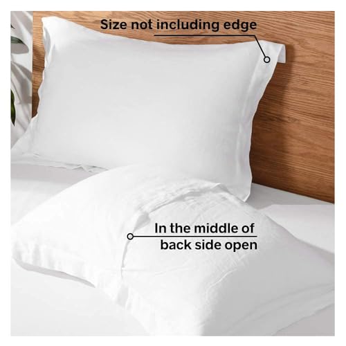 King Linens 100% French Linen Pillow Shams Basic Style - Pack of 2 - Washed Solid Color Natural Flax Soft Breathable - White, 20'' x 36'' - Image 5