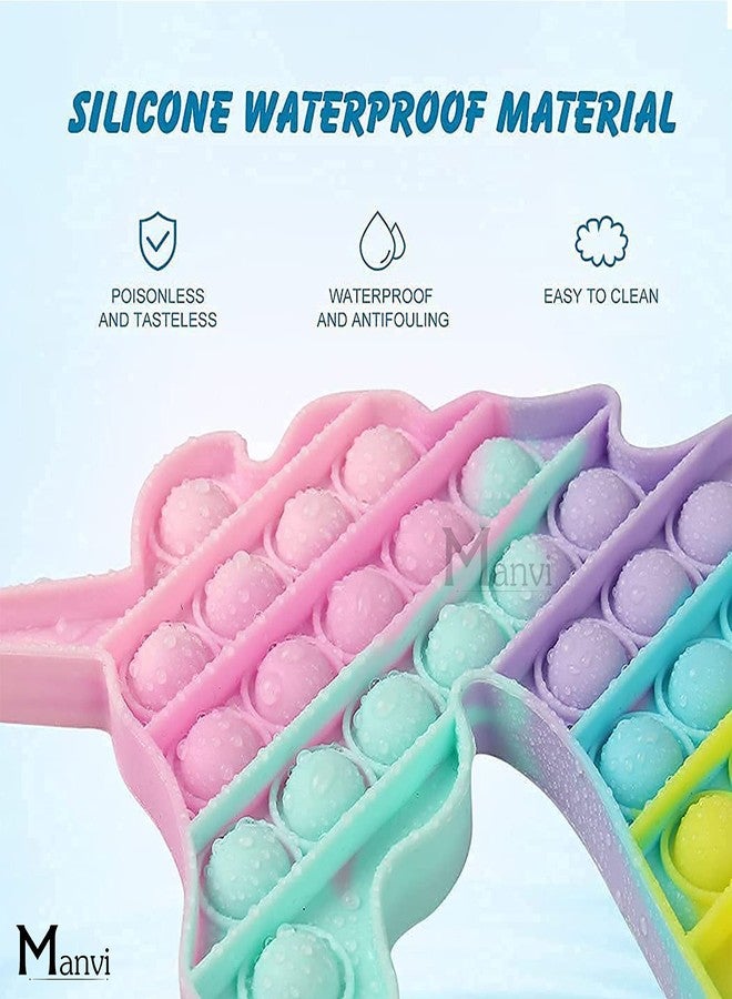 MANVI Fidget Toy for Kids, Sensory Toy for Autism, Fidget Toy for Anxiety, Stress Relief Toys, Push Pop Bubble Fidget Toy, Small Pop It Toy (Unicorn + Square + Octagon) - Image 3