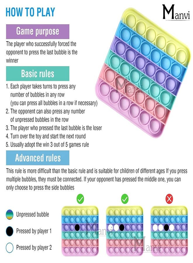 MANVI Fidget Toy for Kids, Sensory Toy for Autism, Fidget Toy for Anxiety, Stress Relief Toys, Push Pop Bubble Fidget Toy, Small Pop It Toy (Unicorn + Square + Octagon) - Image 5