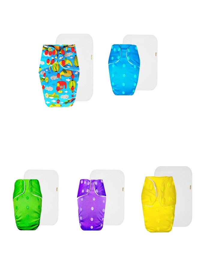 حفاضات دمبلدو القماشية الفاخرة مع حشوة قطنية (عبوة من 5) | ناعمة ولطيفة | قابلة لإعادة الاستخدام والغسل | مناسبة للسفر | مصممة من قبل أمهات | من 3 أشهر إلى 3 سنوات | للجنسين - Image 1