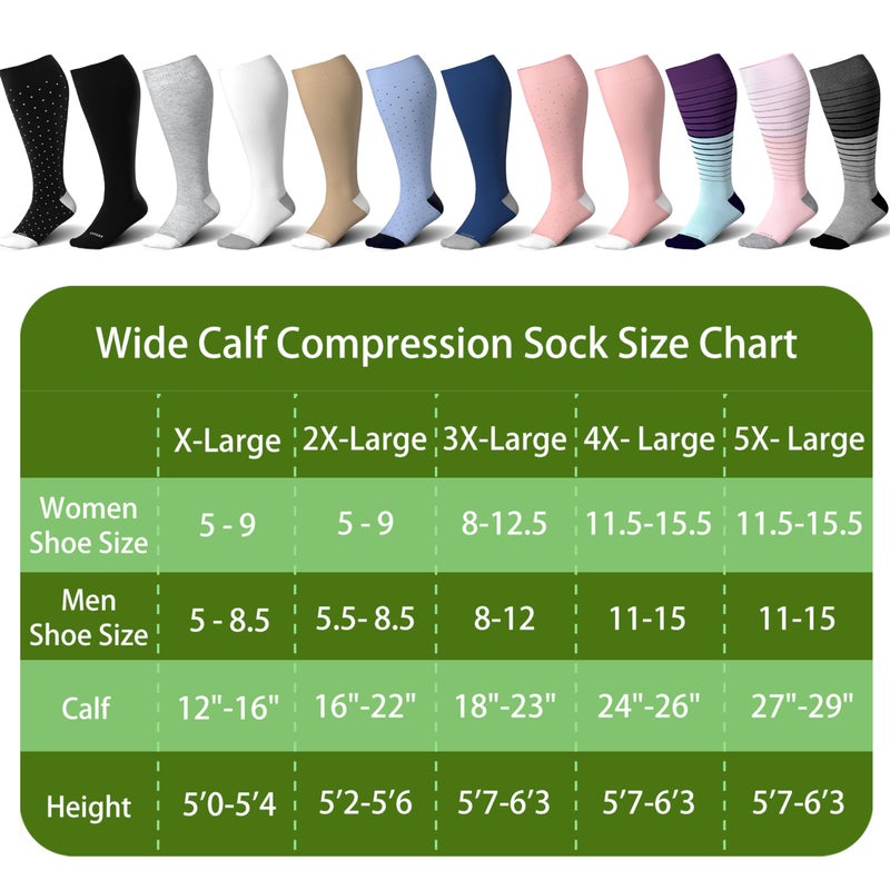 LEVSOX Wide Calf Compression Socks for Women Plus Size Pregnancy15-20mmHg - Image 5