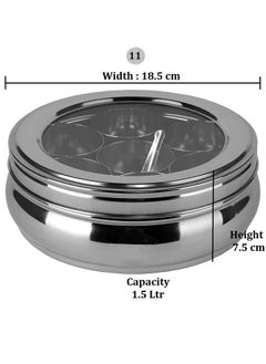 INKULTURE Stainless Steel Masala Box For Kitchen, Belly Shaped And Capacity 1.5 Liter | Spice Box/Masala Dabba/Namak Dani With See Through Lid, 07 Containers And Spoon | Anjarai Petti - pzsku/ZC53E9FC6164BB6281800Z/45/_/1738306575/9f91d40a-6574-492d-a743-96dead1232f7