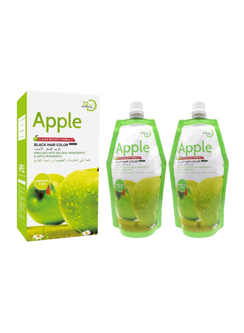 Apple Apple Black Hair Color Cream – Ammonia-Free, Natural Ingredients, Clean Water Formula, 72-Hour Effect - Image 2