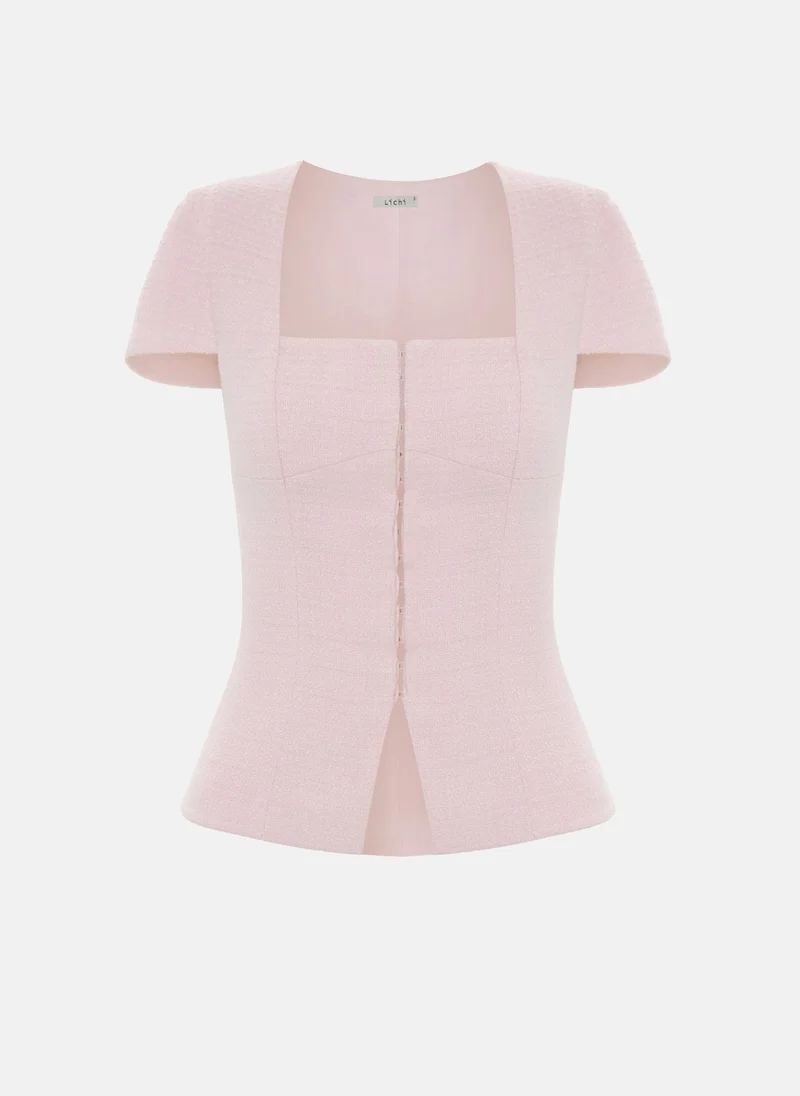 Lichi  Tweed jacket with a square neckline for Women | Best Price UAE