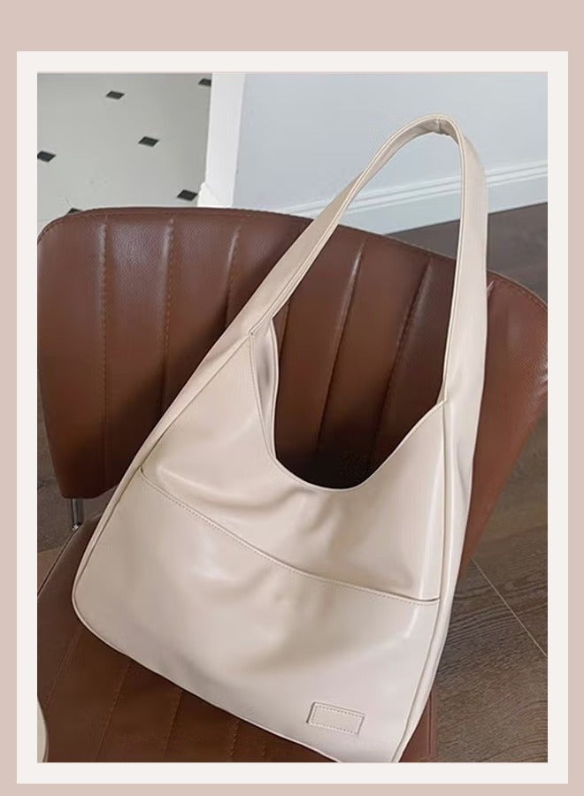 Canway Women's Large Capacity Commuter Bag Tote Bag Simple Solid Color PU Material - Image 1