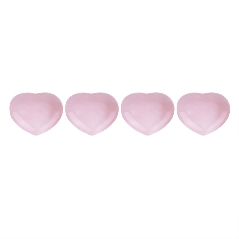 4pcs Rose Quartz Carved Heart shaped Pink Crystal Healing Stone Semi precious Gemstone Decor - Image 5