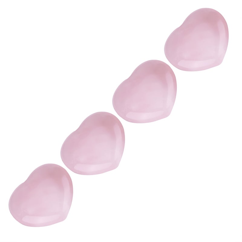 4pcs Rose Quartz Carved Heart shaped Pink Crystal Healing Stone Semi precious Gemstone Decor - Image 4