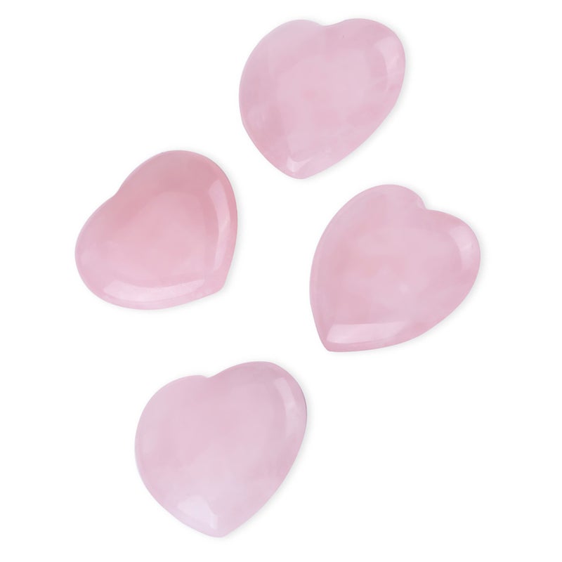 4pcs Rose Quartz Carved Heart shaped Pink Crystal Healing Stone Semi precious Gemstone Decor - Image 1