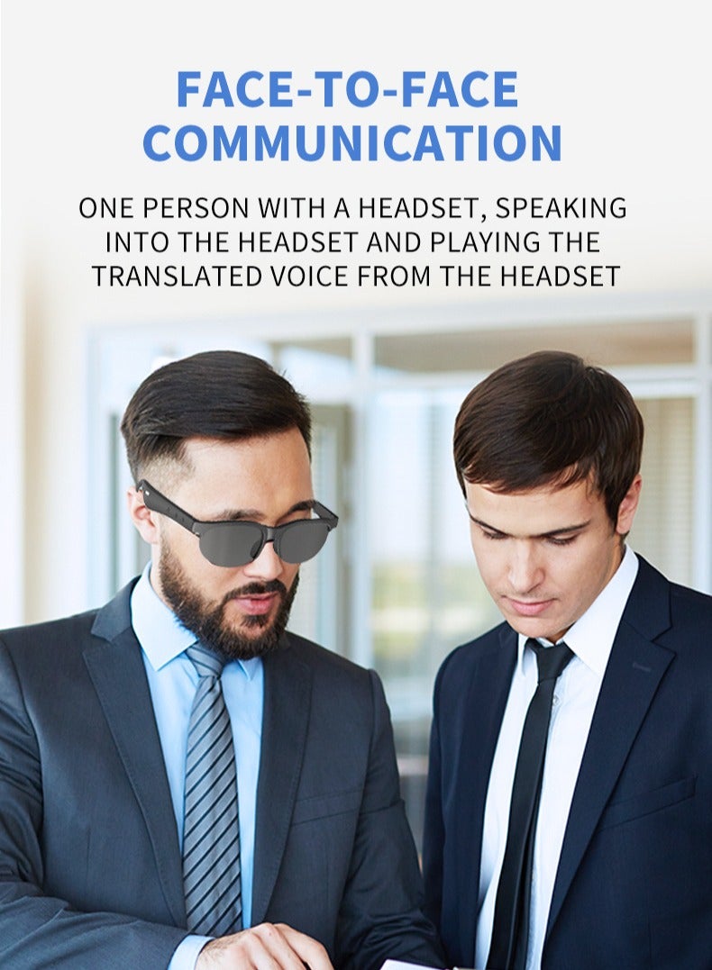 AI Translation Smart Bluetooth Glasses, Real-Time Multi-Language Translator Glasses, Supports 150+ Languages with Accurate and Delay-Free Translation, Ideal for Daily Life  Work, Bluetooth 5.4, Wireless Range 10-15m, 80mAh Battery, 4H Call Time, 120 Days Standby, Fast Charging (0.8H) - Image 4