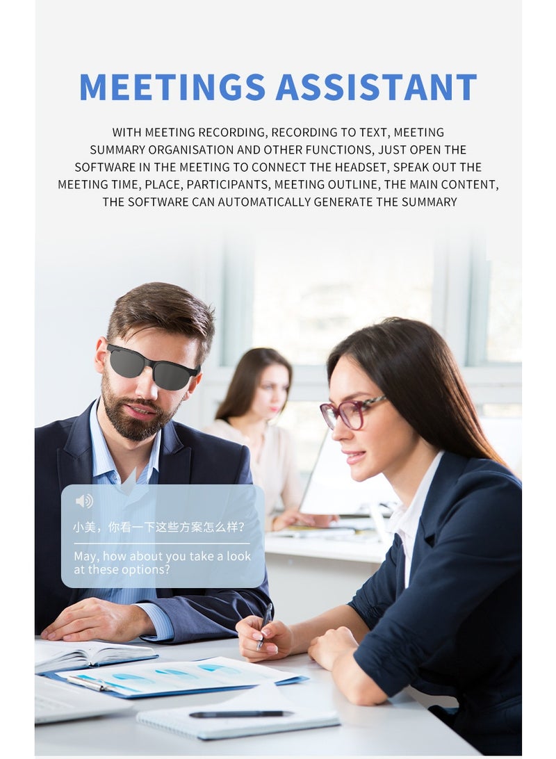 AI Translation Smart Bluetooth Glasses, Real-Time Multi-Language Translator Glasses, Supports 150+ Languages with Accurate and Delay-Free Translation, Ideal for Daily Life  Work, Bluetooth 5.4, Wireless Range 10-15m, 80mAh Battery, 4H Call Time, 120 Days Standby, Fast Charging (0.8H) - Image 5