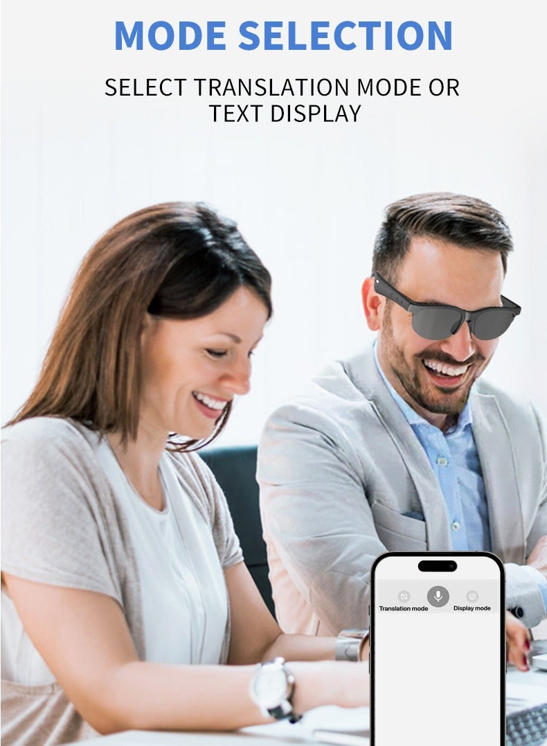 AI Translation Smart Bluetooth Glasses, Real-Time Multi-Language Translator Glasses, Supports 150+ Languages with Accurate and Delay-Free Translation, Ideal for Daily Life  Work, Bluetooth 5.4, Wireless Range 10-15m, 80mAh Battery, 4H Call Time, 120 Days Standby, Fast Charging (0.8H) - Image 3