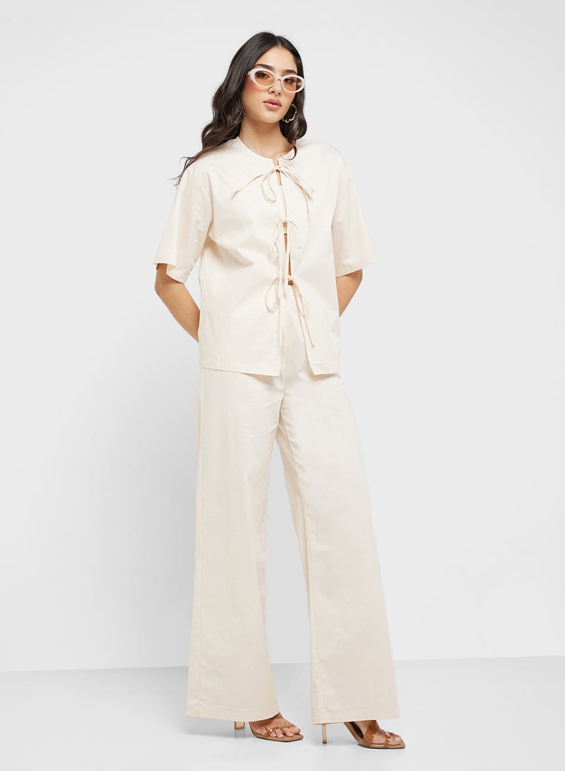 Ginger Cotton Tie Up Blouse & Relaxed Pant Coord Set - Image 5