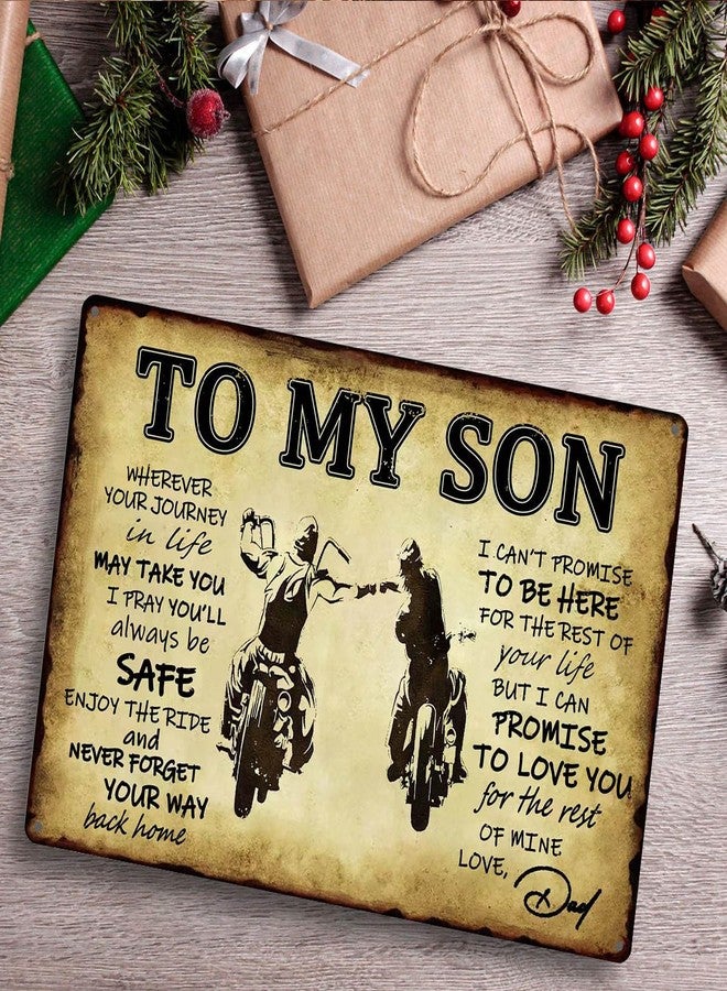tosles To My Son Metal Sign Dad Present To Son Sign Funny Tin Signs Vintage Wall Decor Bikers Metal Prayer Plaque To My Son Gifts From Dad Inspirational Poster Sign 8x12 Inch - Image 2