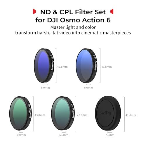 SmallRig ND Filter Kit for DJI Osmo Action 6, 5 Pack CPL ND8 ND16 ND32 Snap-On Polarizing Neutral Density Filters & Lens Silicone Cover, HD Optical Glass/Multi-Coated Filters-5895 - Image 2