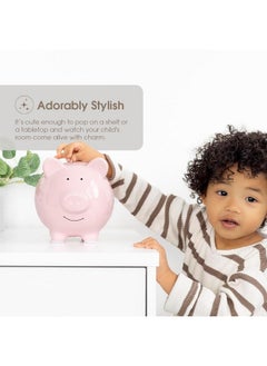 pearhead Pearhead Large Ceramic Piggy Bank, Ideal for Boys and Girls, Kids Money and Coin Bank, Perfect Baby Boy Nursery Décor, Great Gift and Newborn Keepsake, Light Pink  - Image 4