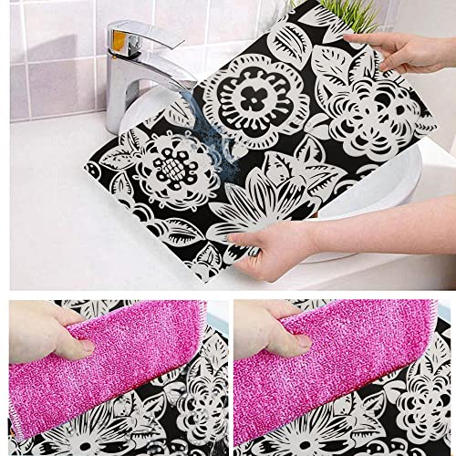 E-Retailer® Waterproof PVC Refrigerator Drawer Mats/Multipurpose Mats/Fridge Mats Set of 8 Pc. (Color-Floral Black, Size-17.5X11.5 Inches) - Image 4