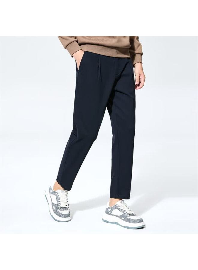 Dancing Wolves 280g Cotton-spandex Long-staple Cotton Stretch Comfortable Heavyweight Casual Cropped Pants 101 Dark Navy Size 32 - Image 1