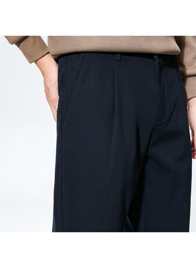 Dancing Wolves 280g Cotton-spandex Long-staple Cotton Stretch Comfortable Heavyweight Casual Cropped Pants 101 Dark Navy Size 32 - Image 3