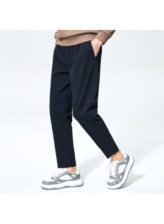 Dancing Wolves 280g Cotton-spandex Long-staple Cotton Stretch Comfortable Heavyweight Casual Cropped Pants 101 Dark Navy Size 32 - Image 2