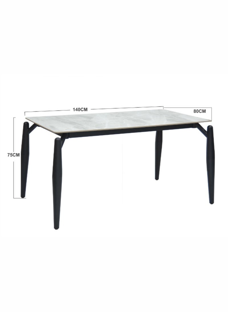 KARNAK Karnak 5-Pieces Modern Design Marble Dining Table Set (1+4) With Steel Legs And Pvc Leather 4 Chairs Set And 1 Table With marble top and leg stainless steel, for Dining Room Kitchen Lounge Adjustable - Image 2