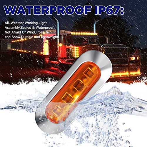 ALFU 30PCS 12-24V 4 LED Side Marker Indicator Lights Side Front Rear Tail Clearance Lamp Marker Light Trailer Lights for Trailer Truck Boat Deck RV Camper (20PCS Amber+10PCS Red) - Image 5