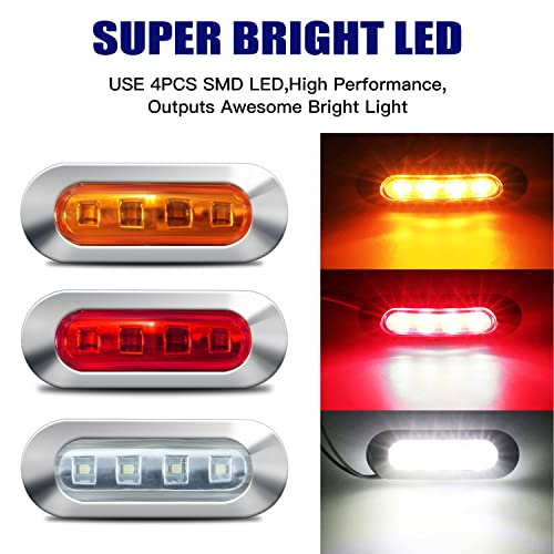 ALFU 30PCS 12-24V 4 LED Side Marker Indicator Lights Side Front Rear Tail Clearance Lamp Marker Light Trailer Lights for Trailer Truck Boat Deck RV Camper (20PCS Amber+10PCS Red) - Image 2