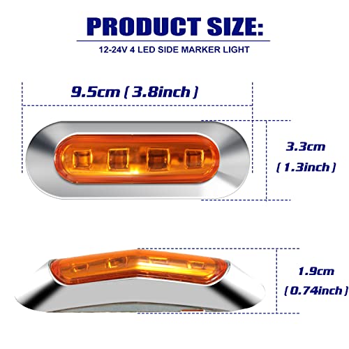 ALFU 30PCS 12-24V 4 LED Side Marker Indicator Lights Side Front Rear Tail Clearance Lamp Marker Light Trailer Lights for Trailer Truck Boat Deck RV Camper (20PCS Amber+10PCS Red) - Image 3