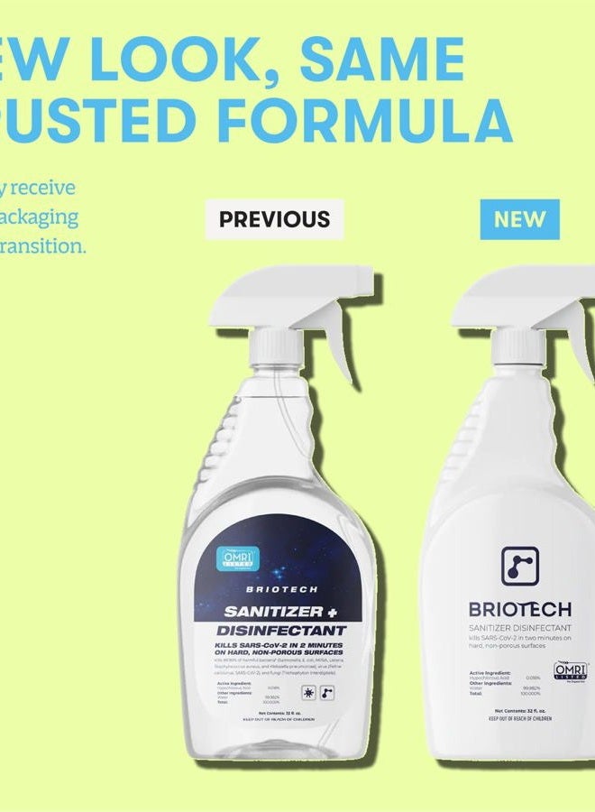 BRIOTECH رذاذ مطهر ومعقم هيبوكلوروس، يقتل 99.99% من الفيروسات والبكتيريا، يتحكم في العفن، يقضي على الروائح، لطيف لغرف الأطفال وأماكن اللعب، مطهر لأسطح الاتصال بالطعام، 4 أونصات سائلة - Image 4