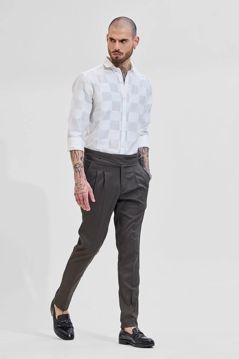 SNITCH Dark Brown Stretch Slim Fit Trouser