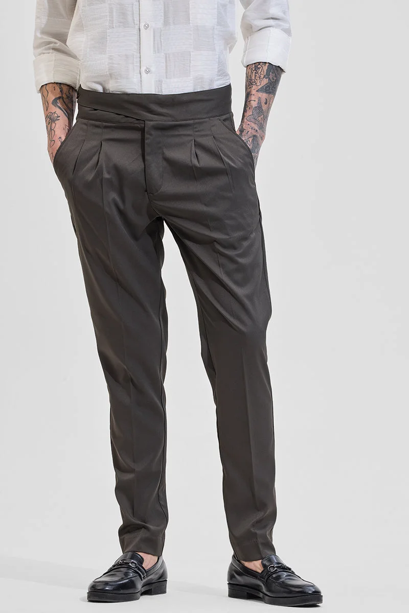 SNITCH Dark Brown Stretch Slim Fit Trouser