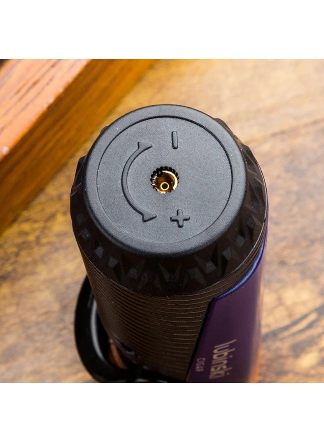 Lubinski Portable Double Direct Blue Flame Windproof Lighter with Holder – Refillable Gas, Orange - Image 4