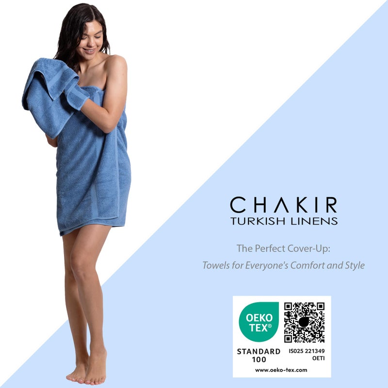 Chakir Turkish Linens Chakir Turkish Linens, 100% Cotton Premium Quality Turkish Bath Sheets (35''x70'' Large Bath Sheet Towels - Wedgewood)  - Image 4
