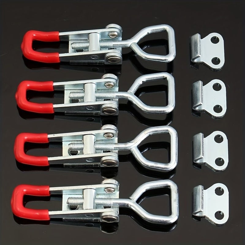 Heavy Duty Iron Adjustable Buckle Quick Clamp Red Grip 3.5 Inch - Image 1