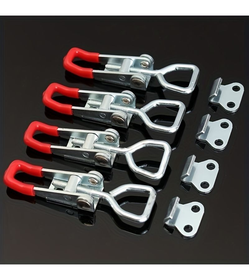 Heavy Duty Iron Adjustable Buckle Quick Clamp Red Grip 3.5 Inch - Image 4