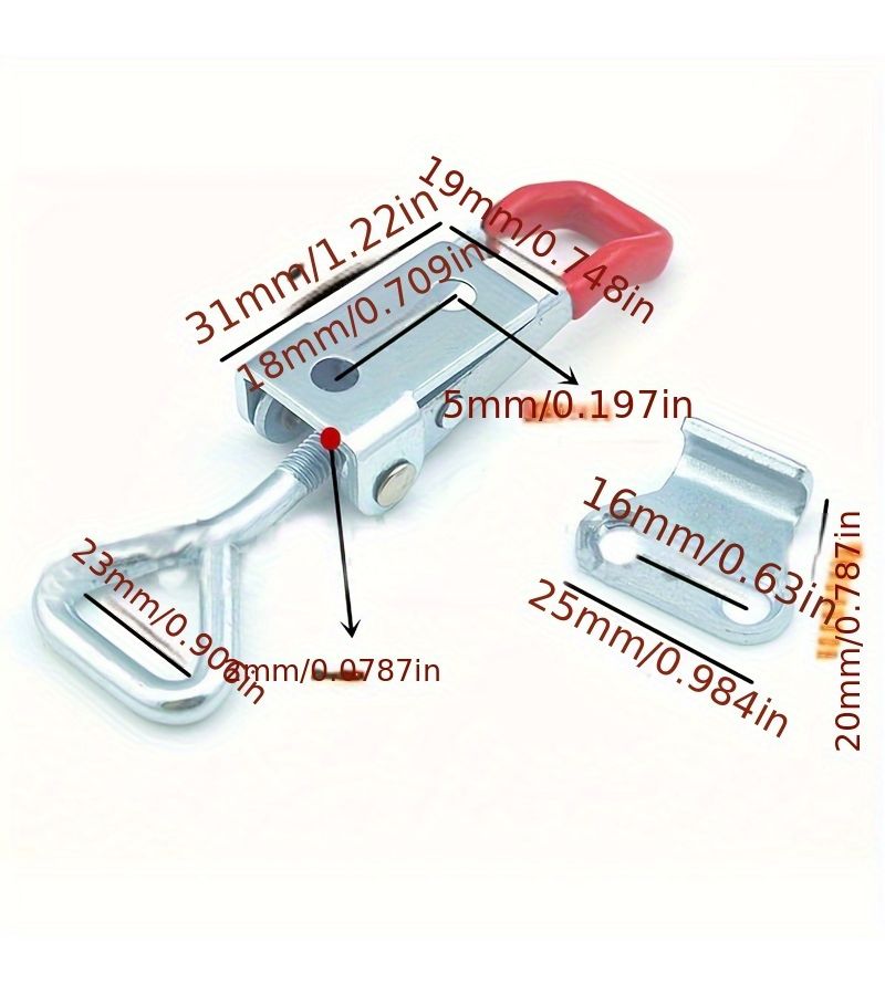 Heavy Duty Iron Adjustable Buckle Quick Clamp Red Grip 3.5 Inch - Image 2