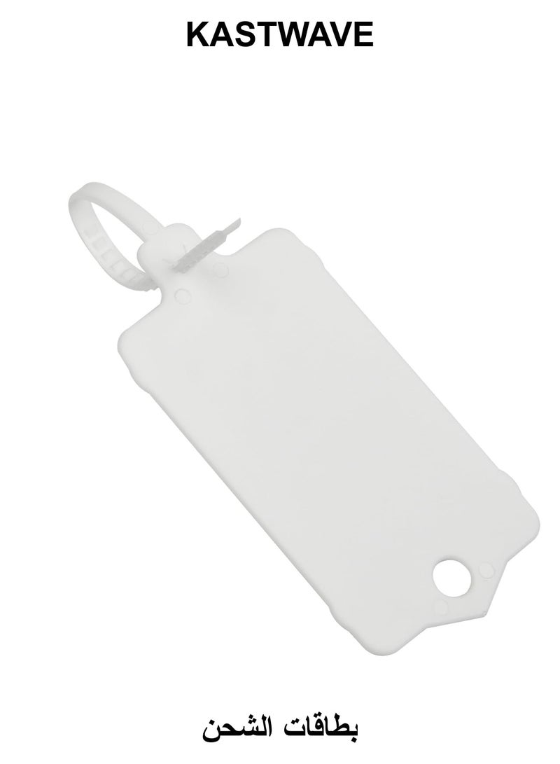 KASTWAVE Plastic Shipping Tags, 100 Pcs Blank Plastic Tags for Labeling, Self Locking Seal Tags, Waterproof Mark Label Writable Hang Sign, Zip Tie Label Hang Tags for Logistics Use Luggage Labeling (White) - Image 1